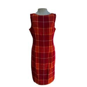 Dani Max 80s Red Orange Plaid Day Dress Size 6